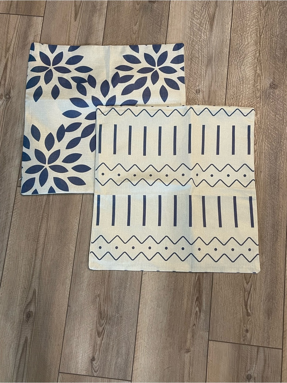 Amazon Blue and Cream Decorative Accent Pillow Covers - Set of 2